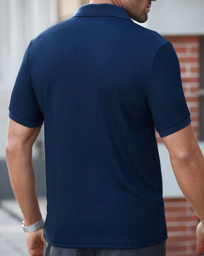 Camisa Pólo Clássica para Homem com Gola Alta e Textura com Covinhas