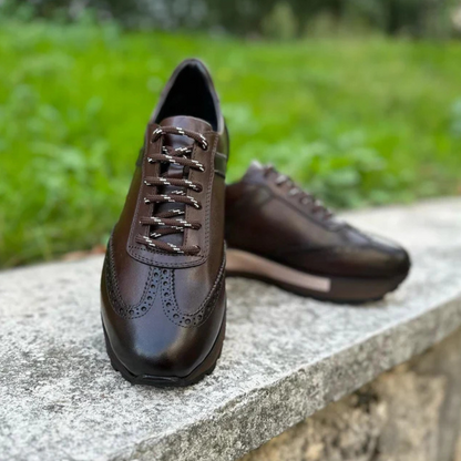 Sapatos Casuais Desportivos de Couro Genuíno Retro para Homem