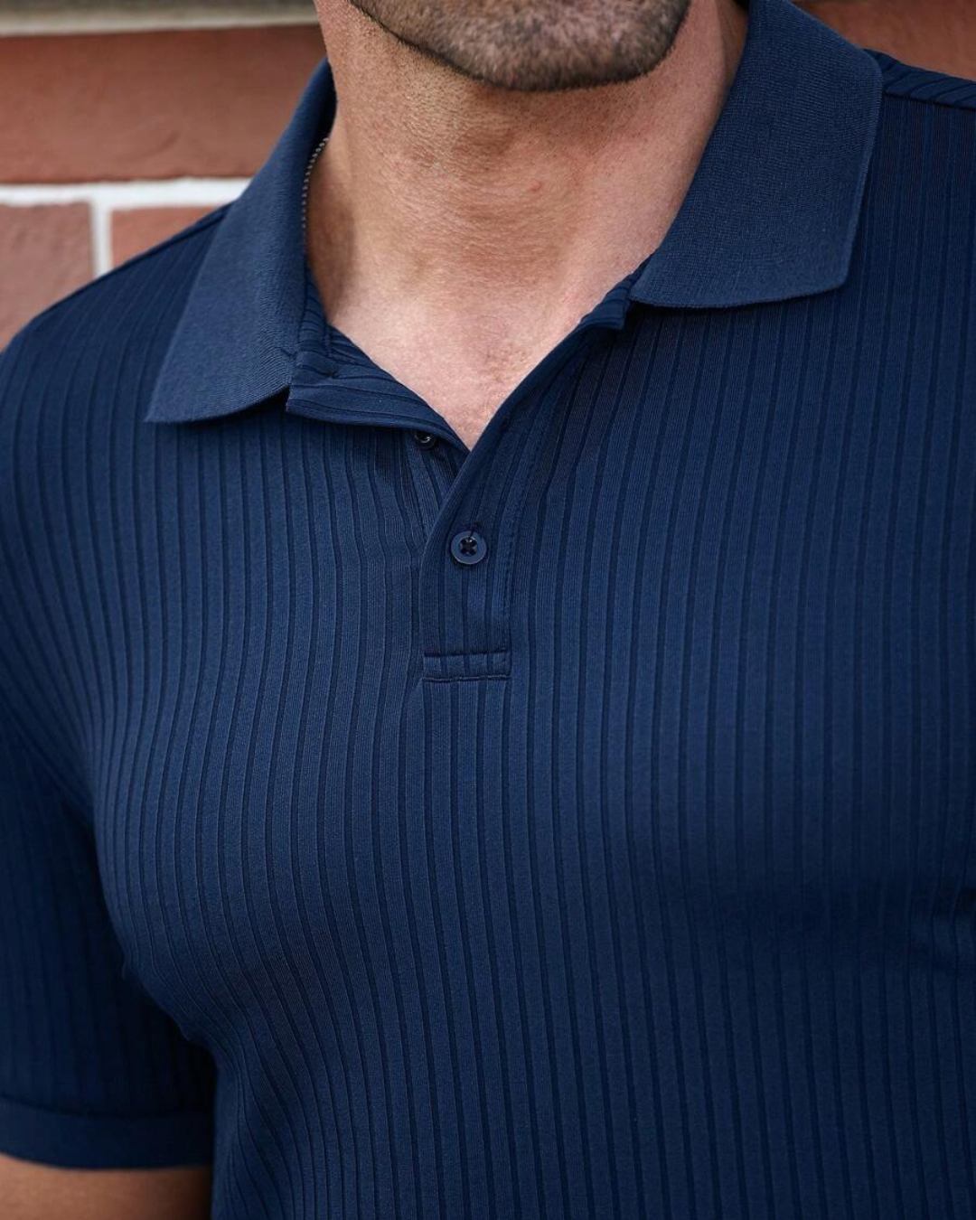 Camisa Pólo Clássica para Homem com Gola Alta e Textura com Covinhas