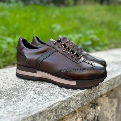 Sapatos Casuais Desportivos de Couro Genuíno Retro para Homem