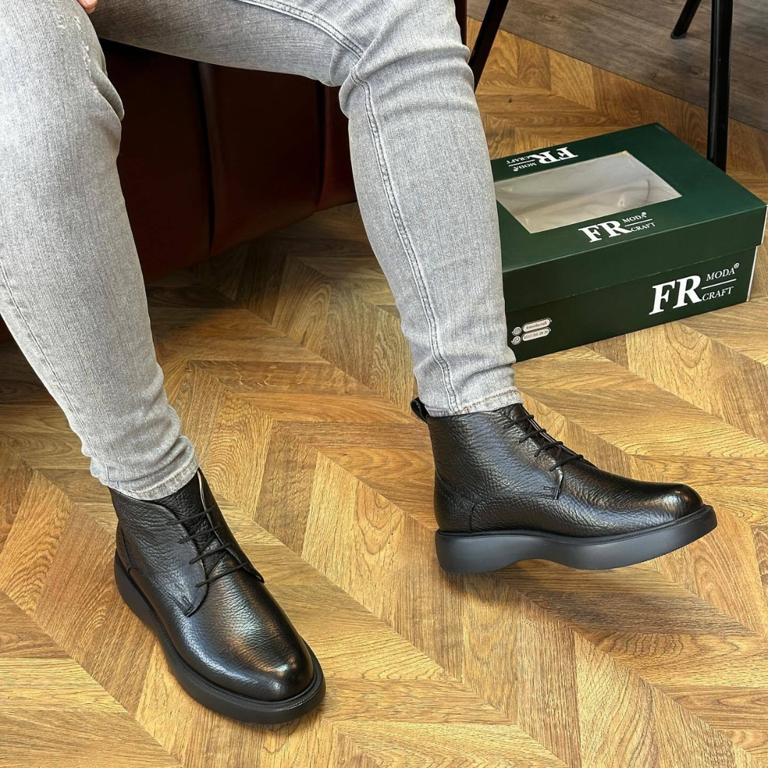 Botas de Couro com Textura Rugosa para Homem