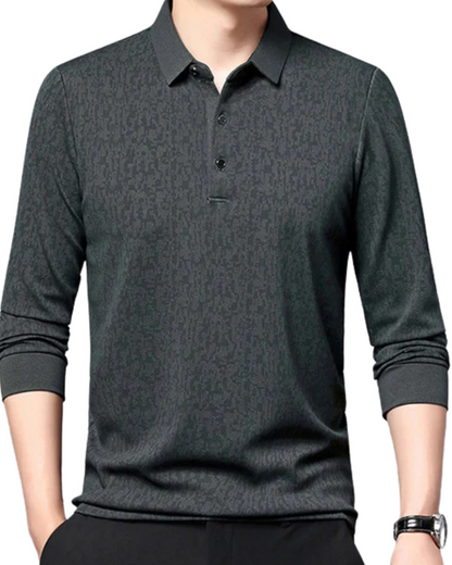 Camisa de Manga Comprida Casual de Negócios para Homem com Lapela