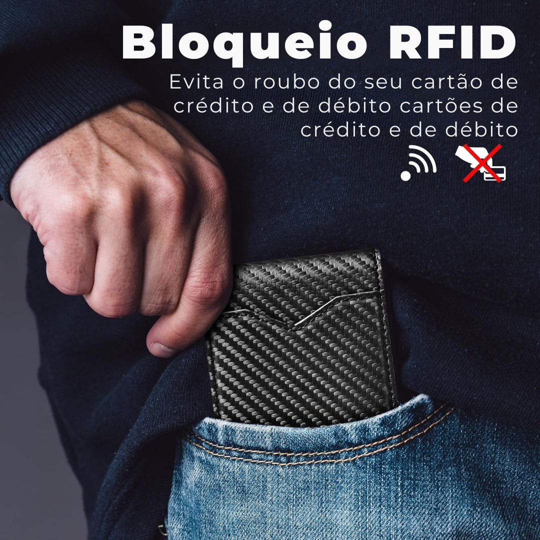 Carteira Slim de Couro com Proteção RFID