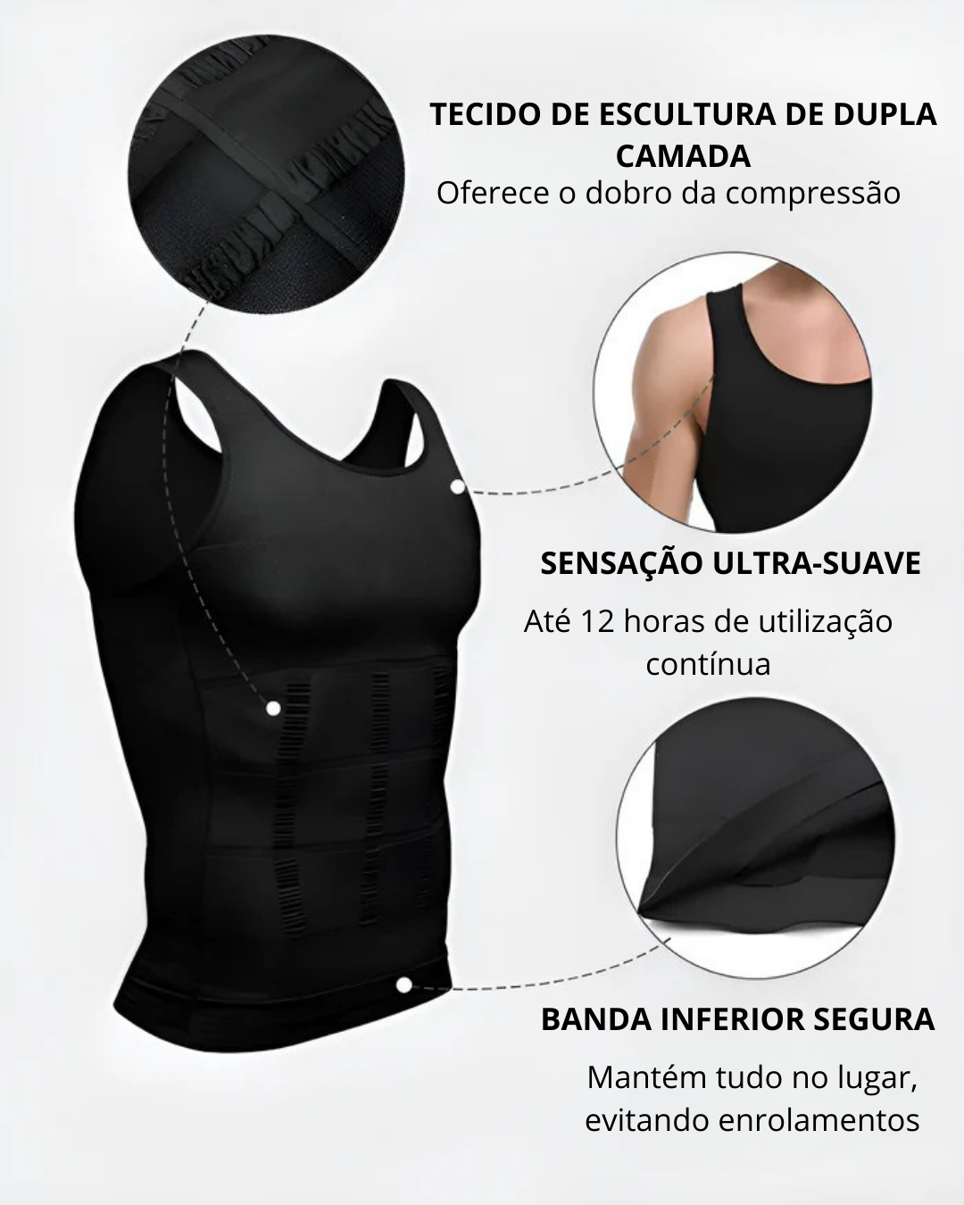 Camisola de Compressão para Homem com Dupla Camada e Suporte Seguro (EM PROMOÇÃO 2X1)