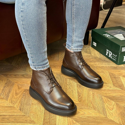 Botas de Couro com Textura Rugosa para Homem