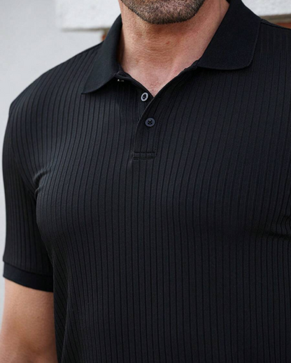 Camisa Pólo Clássica para Homem com Gola Alta e Textura com Covinhas