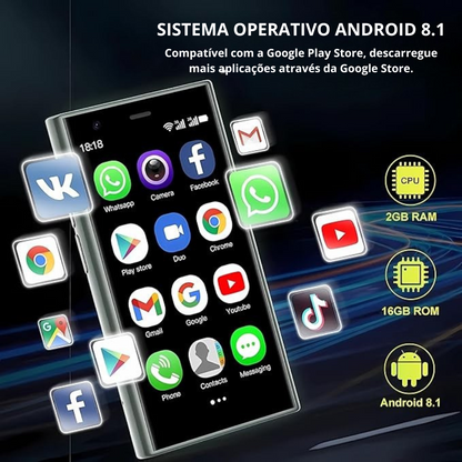 Telefone Ultrafino XS24 Pro com 2 GB de RAM e 16 GB de ROM